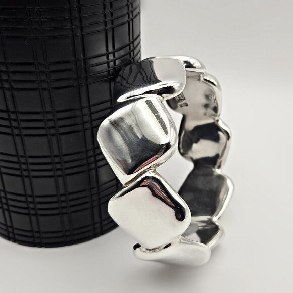 Vintage David Varsano Israel Sterling Silver Modernist Bracelet 61g - Picture 2 of 5